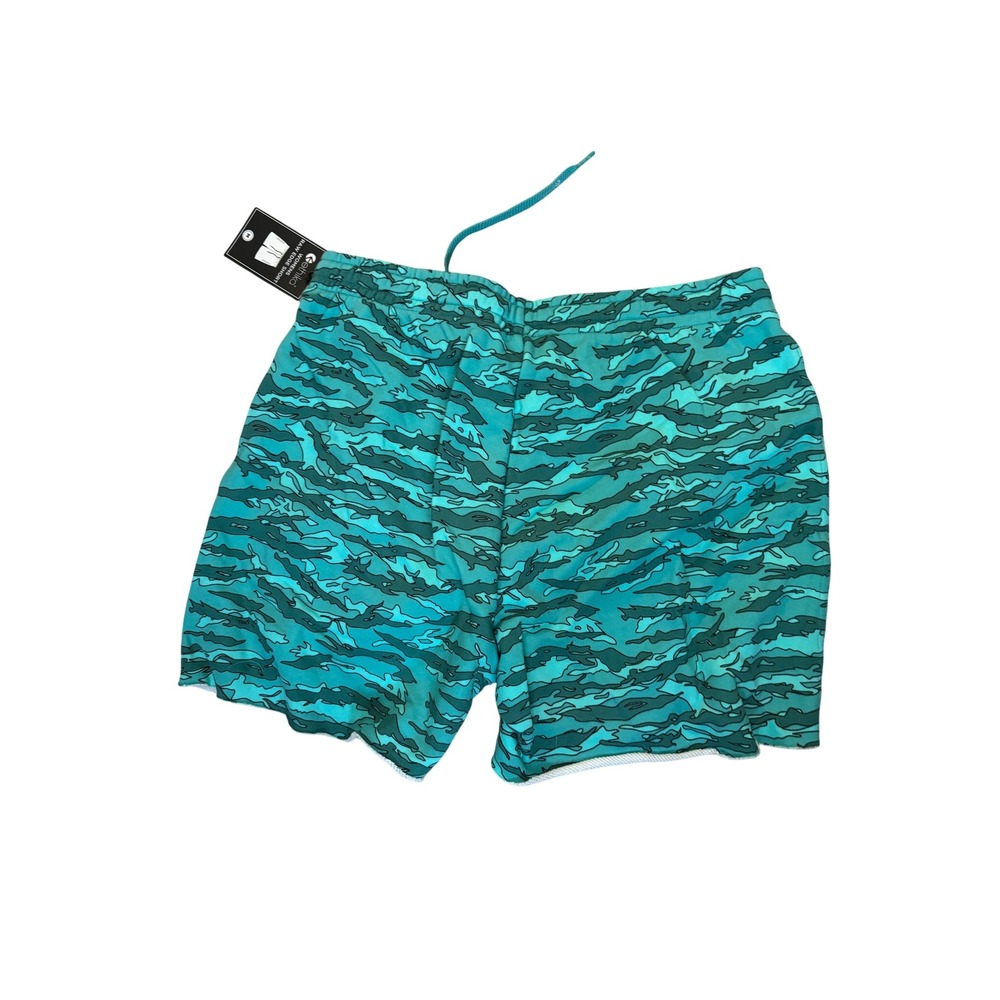 Ethika Women's Teal Green Camo Pattern Cotton Raw Edge Sweat Shorts Size Medium